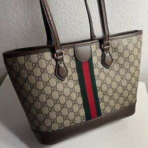 Gucci Brown and Green Tote Bag Like New